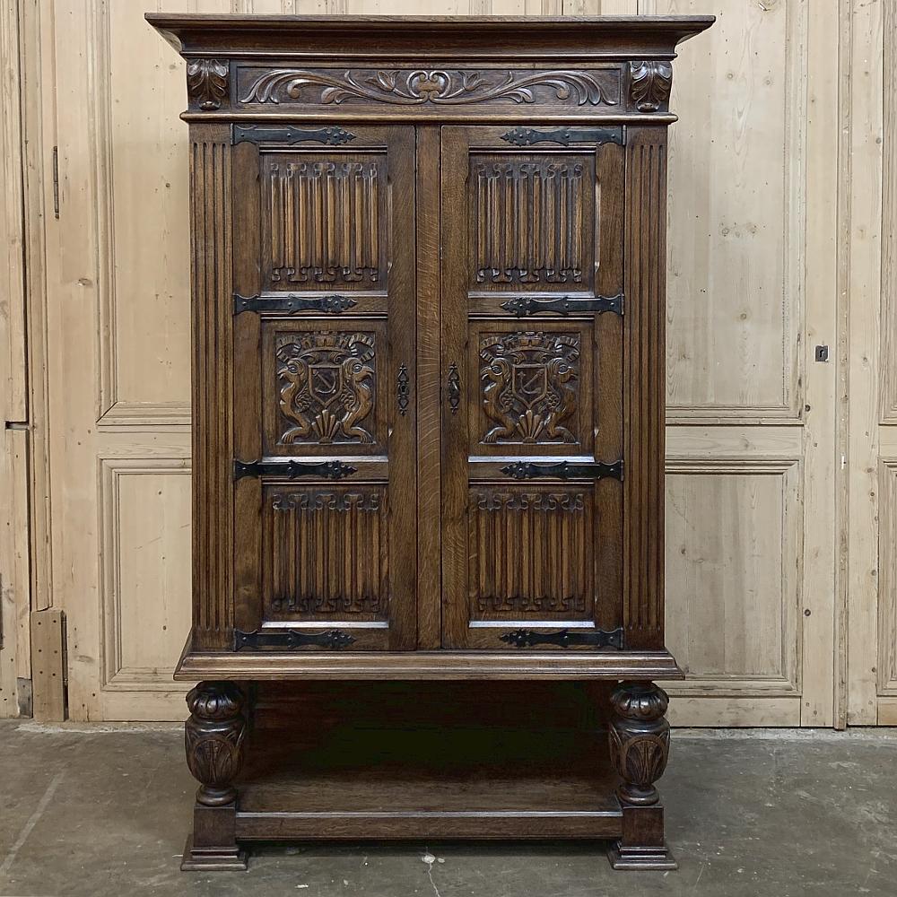 French Antique Rustic Renaissance Raised Bonnetiere