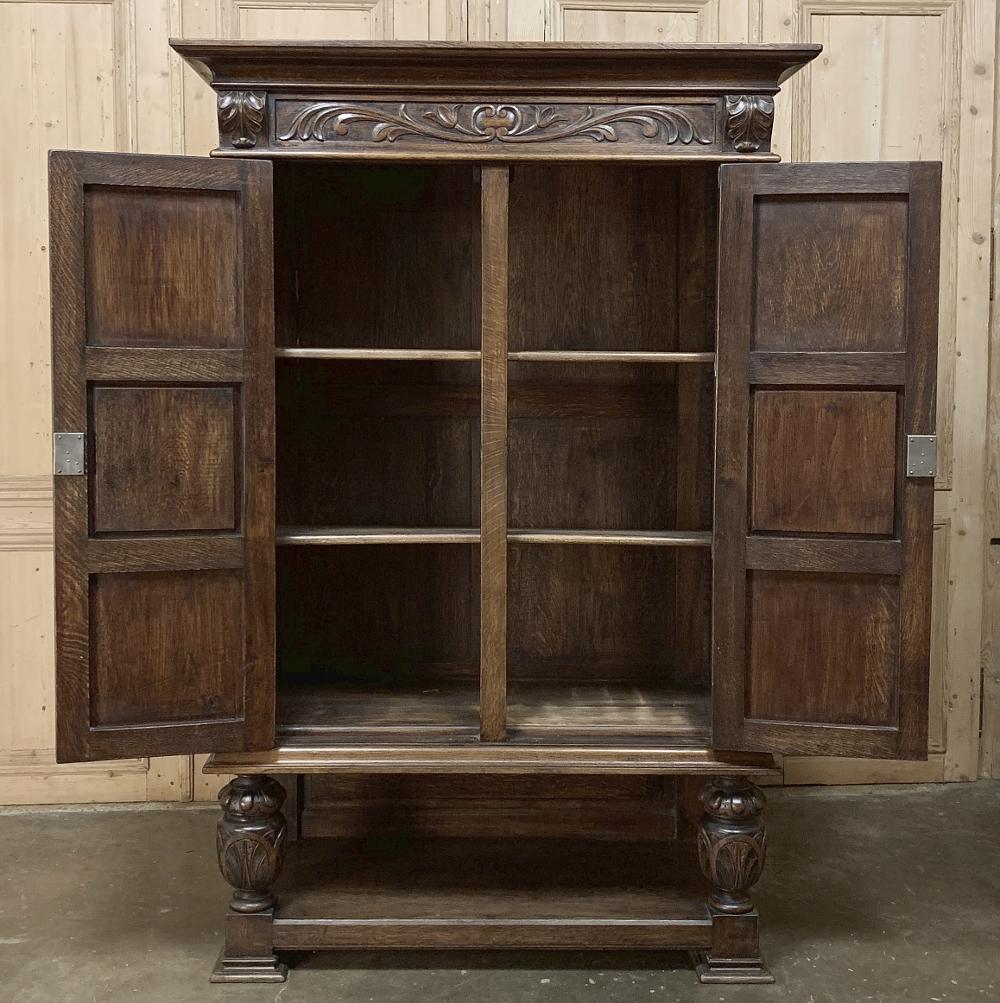 Carved Antique Rustic Renaissance Raised Bonnetiere