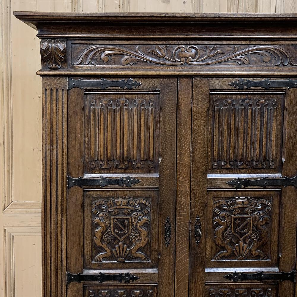 Oak Antique Rustic Renaissance Raised Bonnetiere