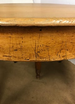 Antique Rustic Round Pine Table