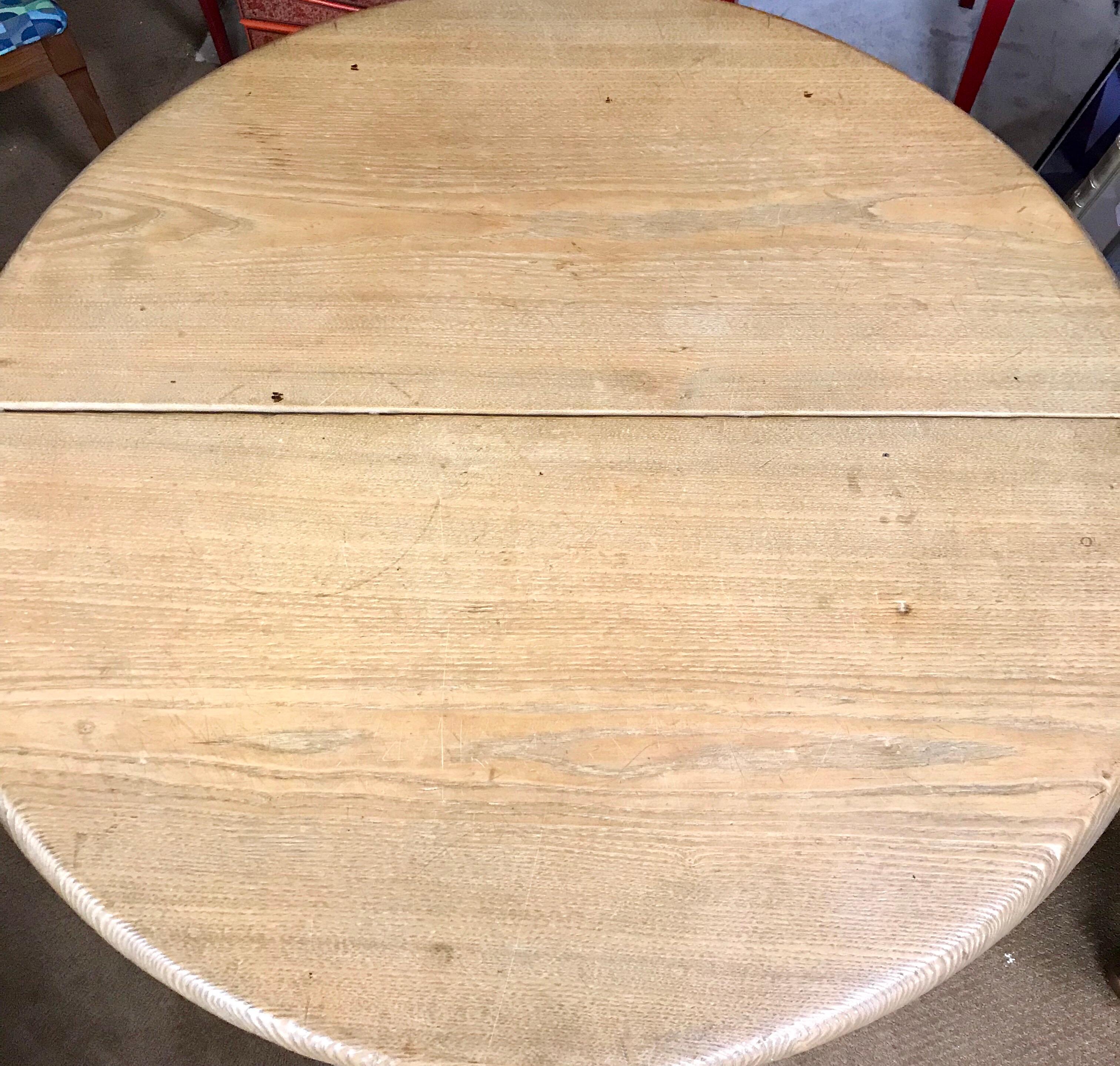 19th Century Antique Rustic Round Pine Table