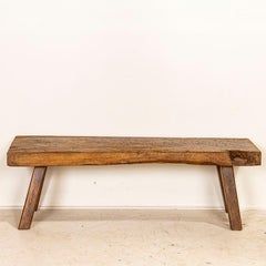 Antique Rustic Slab Wood Coffee Table with Splay Legs