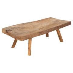 Antique Rustic Slab Wood Coffee Table with Splay Legs, Hungary, circa 1900s