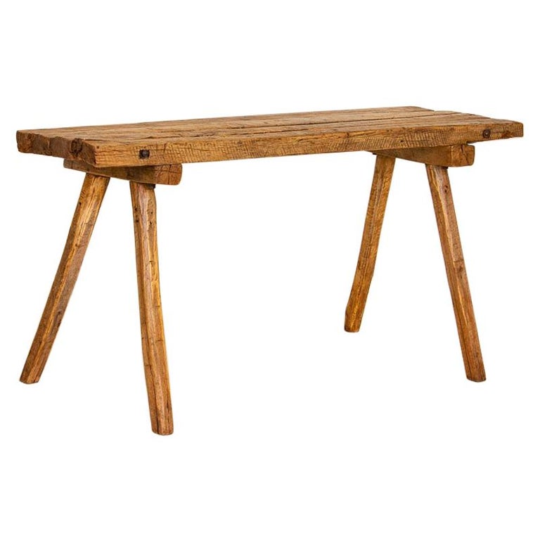 Antique Rustic Slab Wood Console Table with Splay Legs at 1stDibs