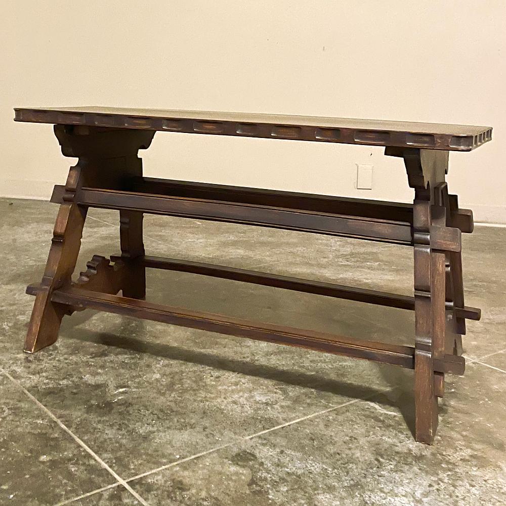 Oak Antique Rustic Spanish Coffee Table For Sale
