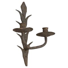 Antique Rustic Spanish Wall Chandelier in Wrought Iron