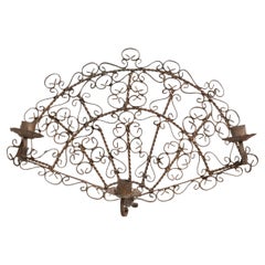 Vintage Rustic Spanish Wall Metal Chandelier, circa 1950