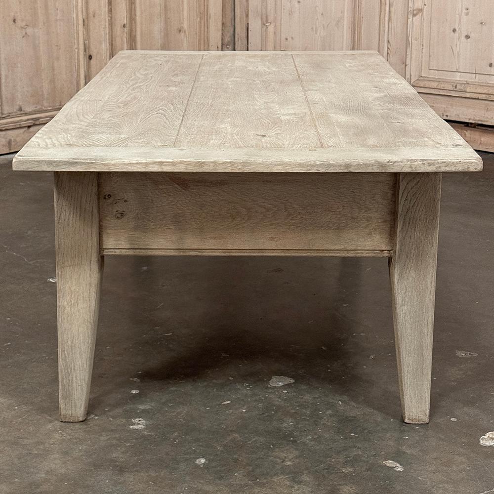 Antique Rustic Stripped Oak Coffee Table For Sale 5