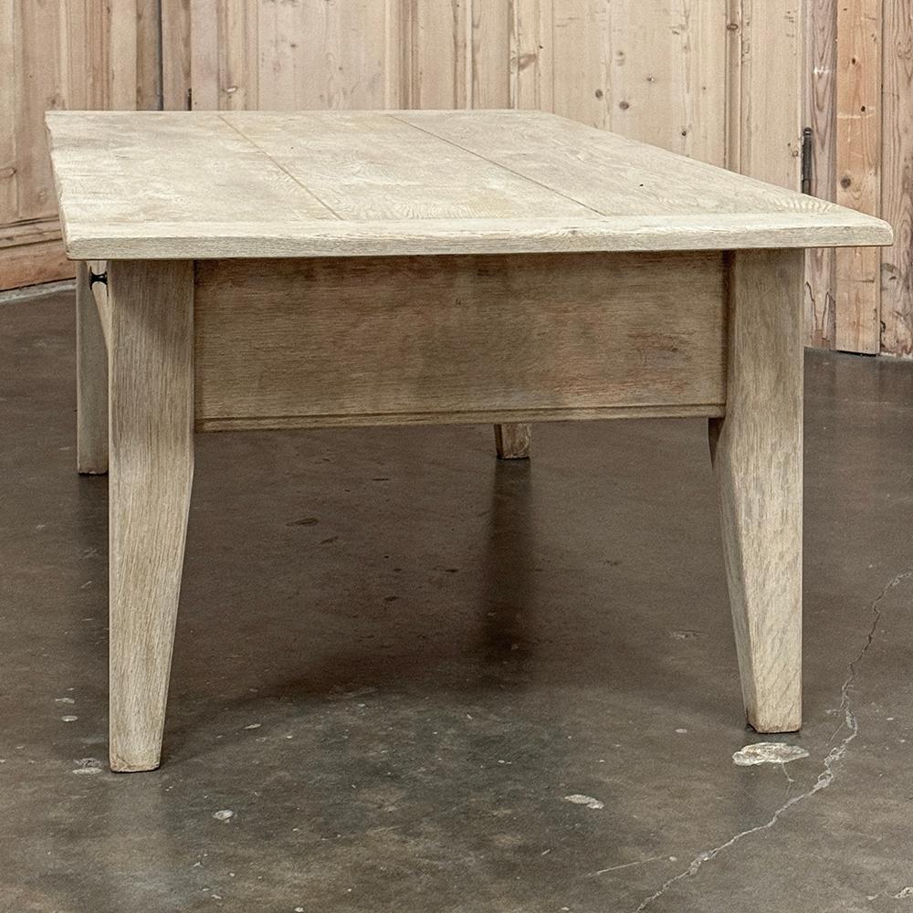 Antique Rustic Stripped Oak Coffee Table For Sale 9
