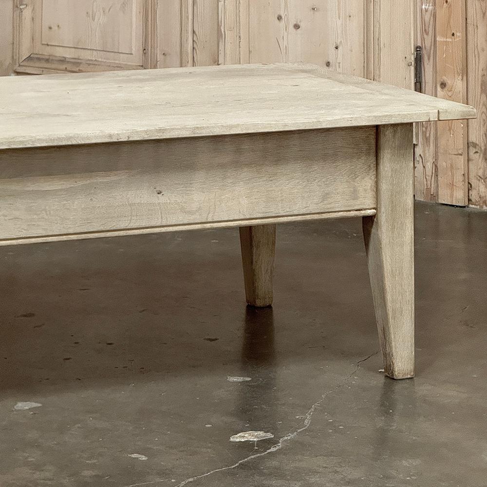 Antique Rustic Stripped Oak Coffee Table For Sale 12