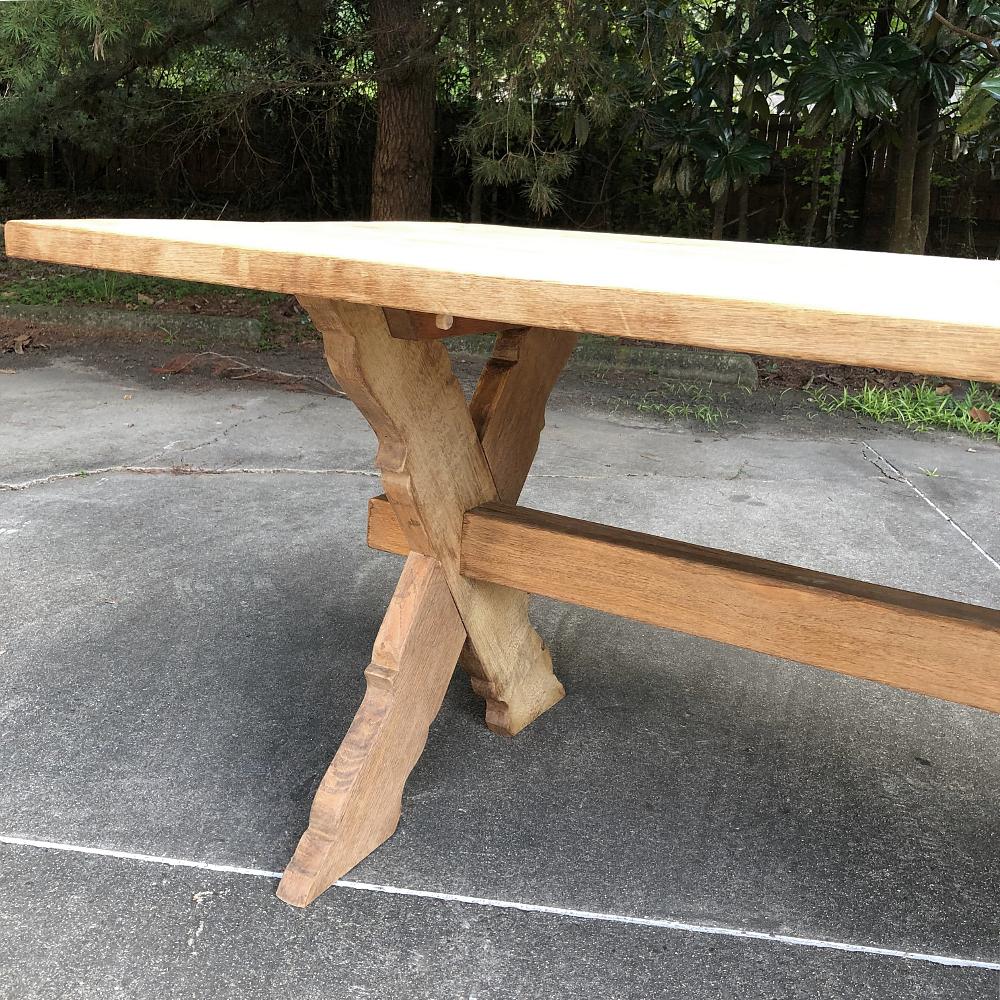 Antique Rustic Stripped Oak Trestle Table 3