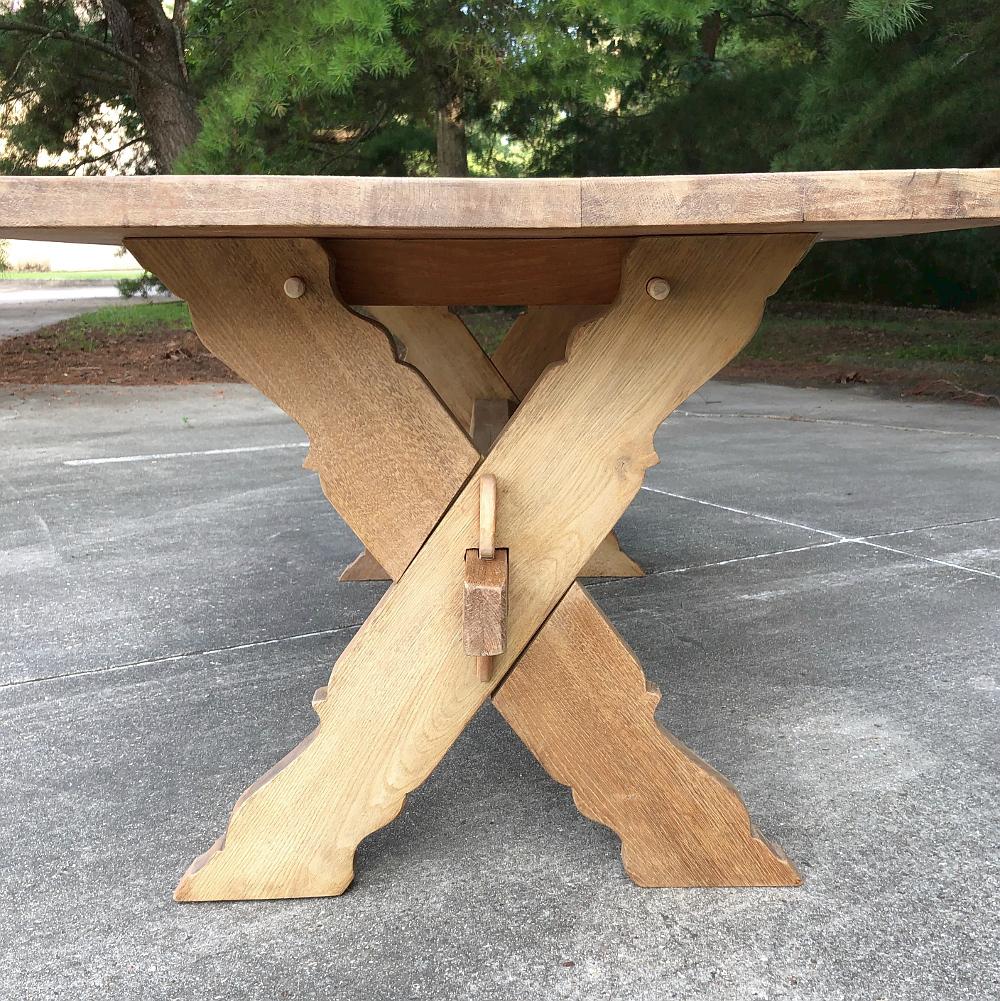 Antique Rustic Stripped Oak Trestle Table 4