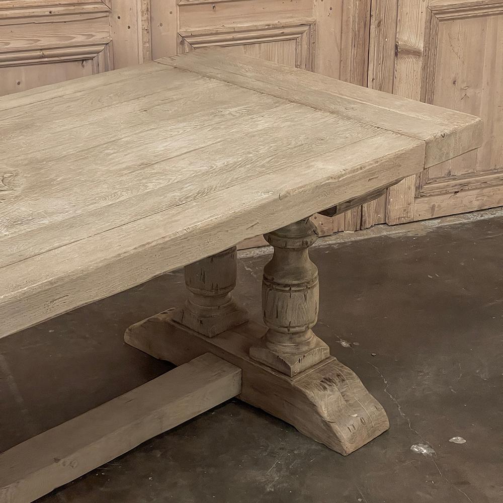Antique Rustic Stripped Oak Trestle Table For Sale 7