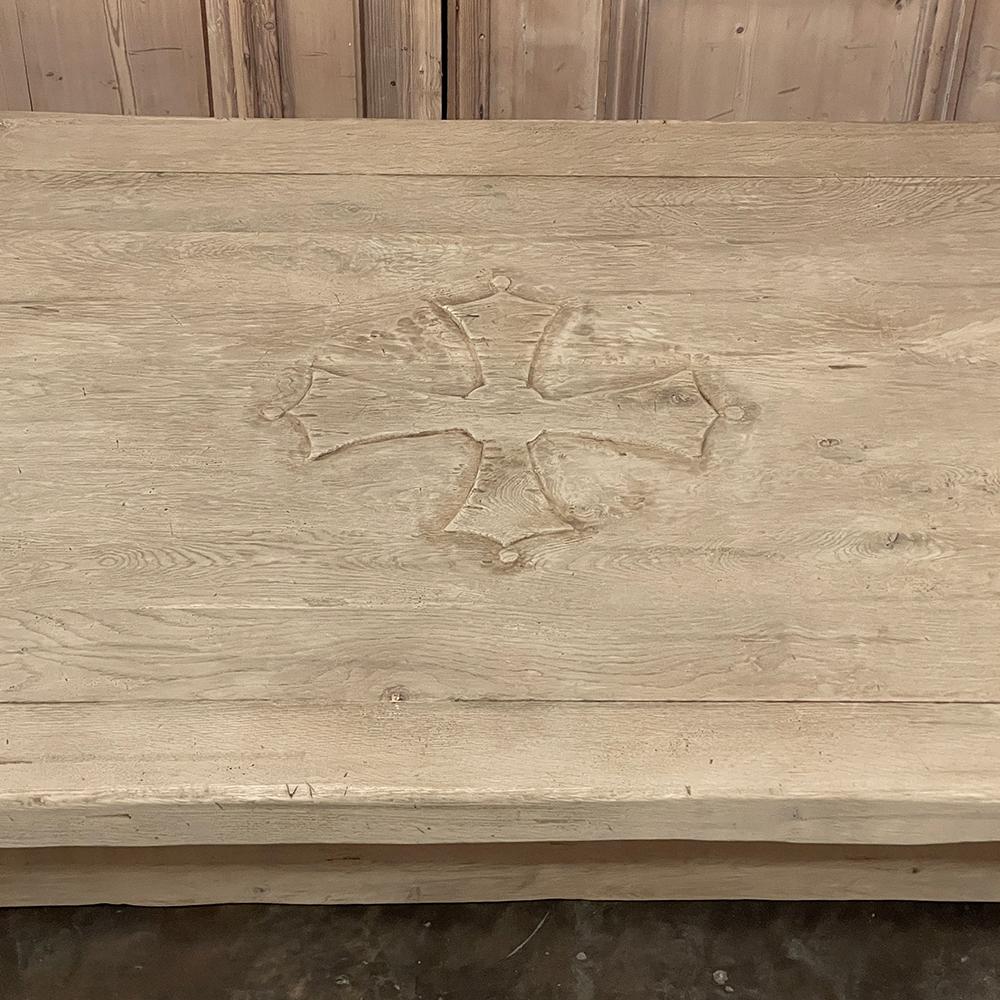 Antique Rustic Stripped Oak Trestle Table For Sale 1