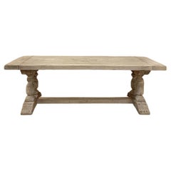 Used Rustic Stripped Oak Trestle Table