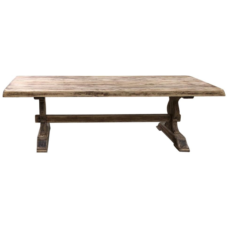 Antique Rustic Stripped Sycamore Trestle Table