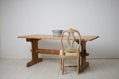 Antique Rustic Swedish Trestle Dining Table or Work Table in Original Condition