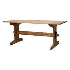 Antique Rustic Swedish Trestle Dining Table or Work Table in Original Condition