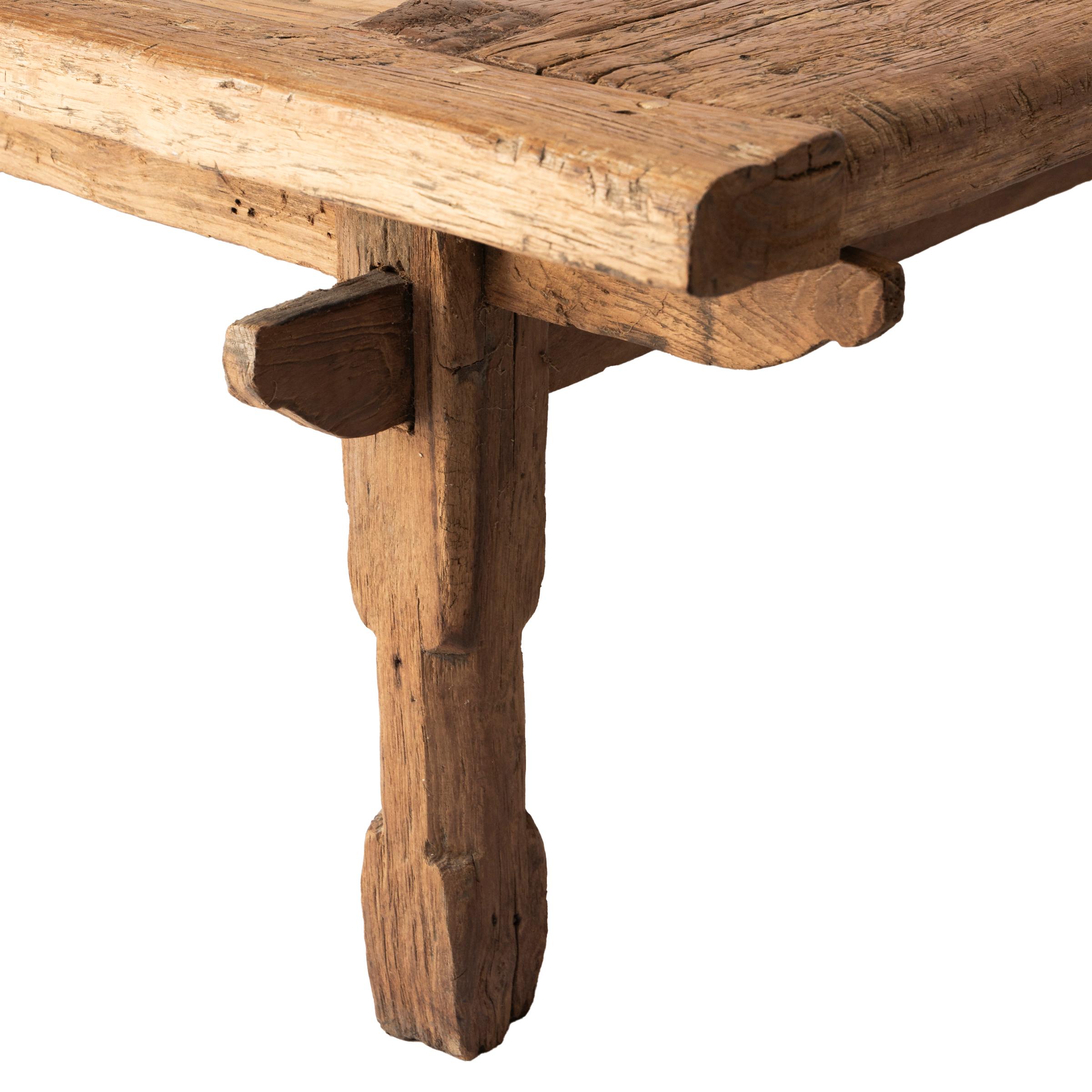 European Antique Rustic Teak Coffee Table