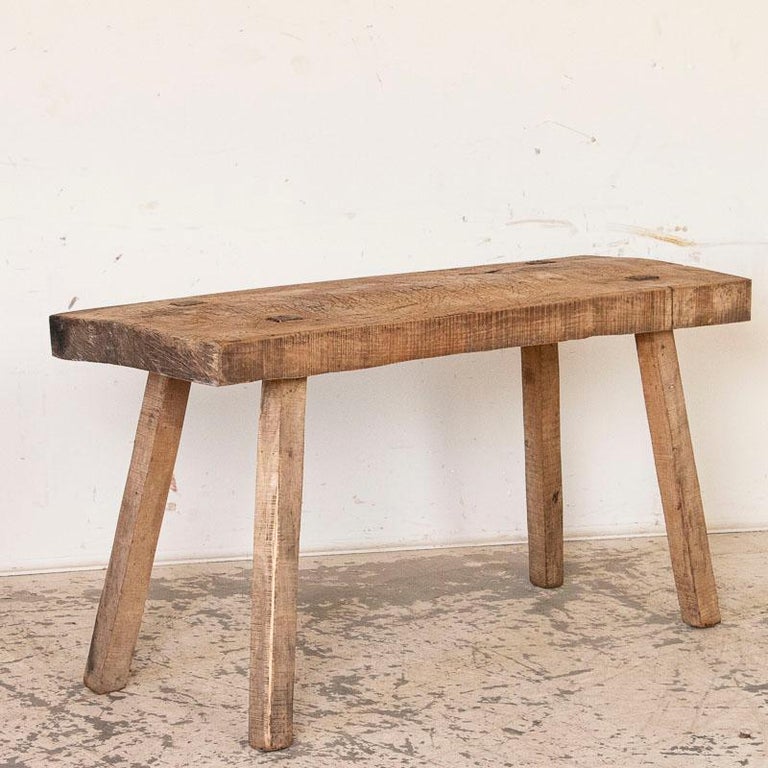 Antique Rustic Thick Slab Top Wood Console Table With Square Splay Legs At 1stdibs Thick Slab Top Wood Console Table, Thick Rustic Wood Console Table