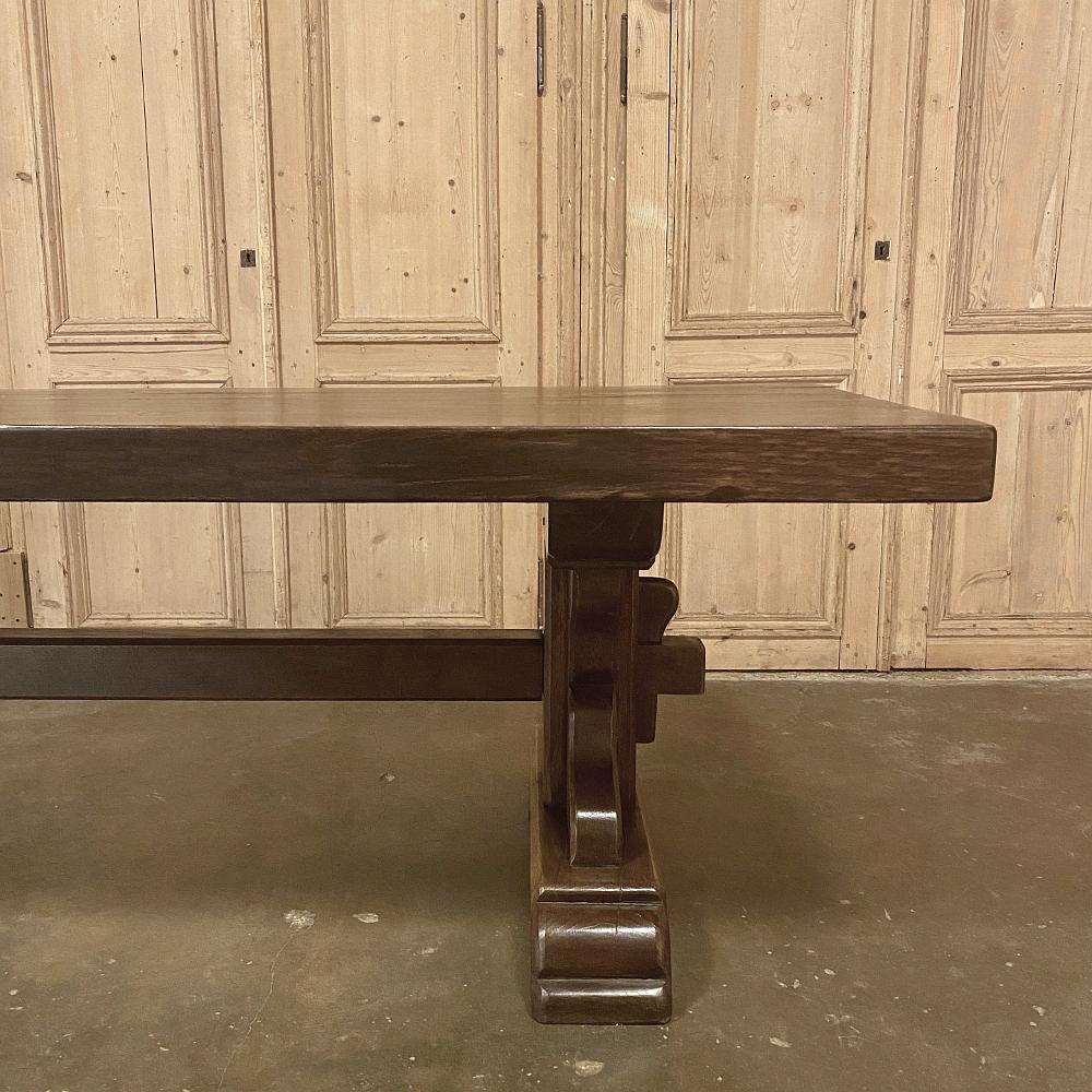 Antique Rustic Trestle Table includes Two Benches In Good Condition In Dallas, TX