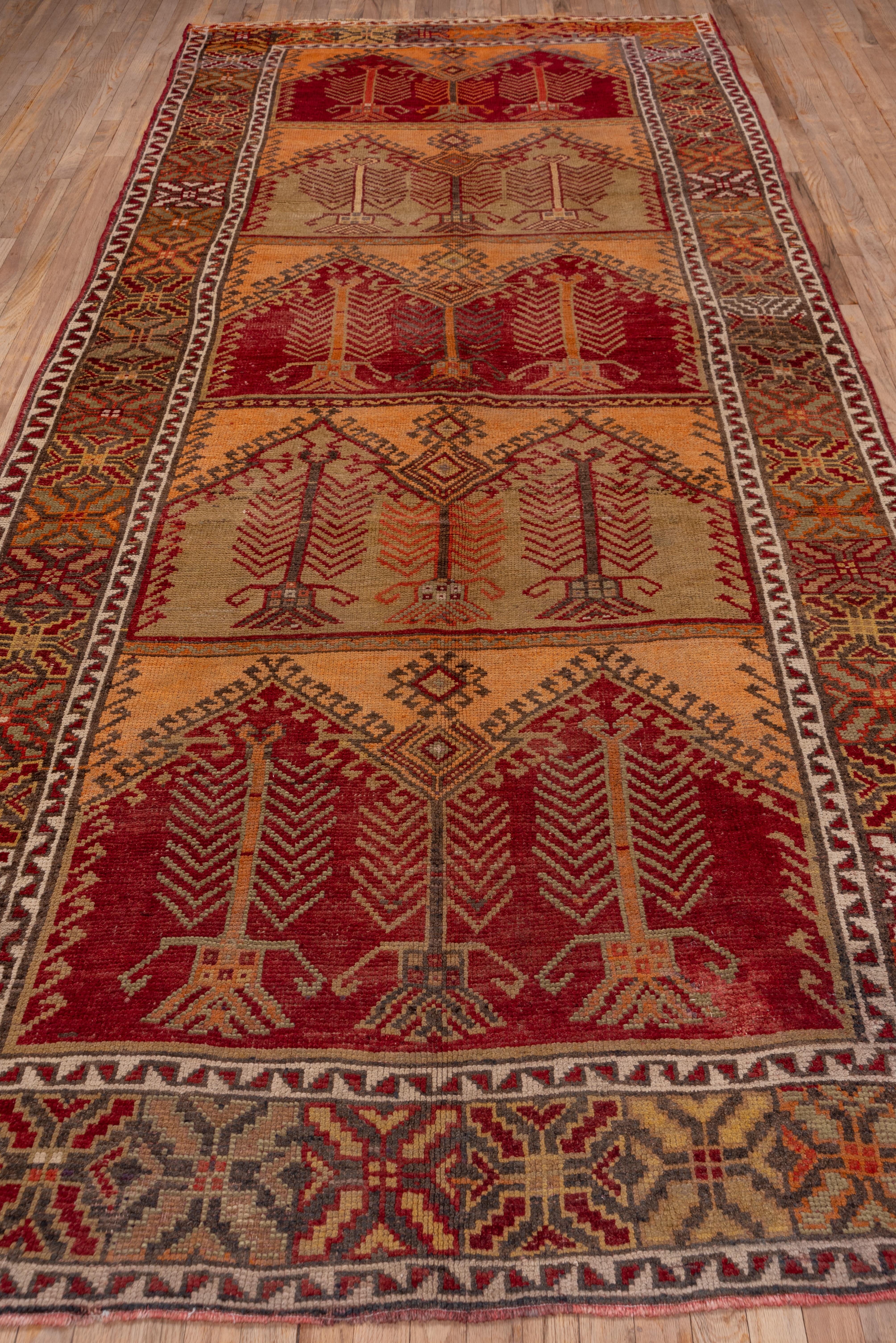 Mid-20th Century Antique Rustic Turkish Anatolian Gallery Carpet, Warm Colors, circa 1930s