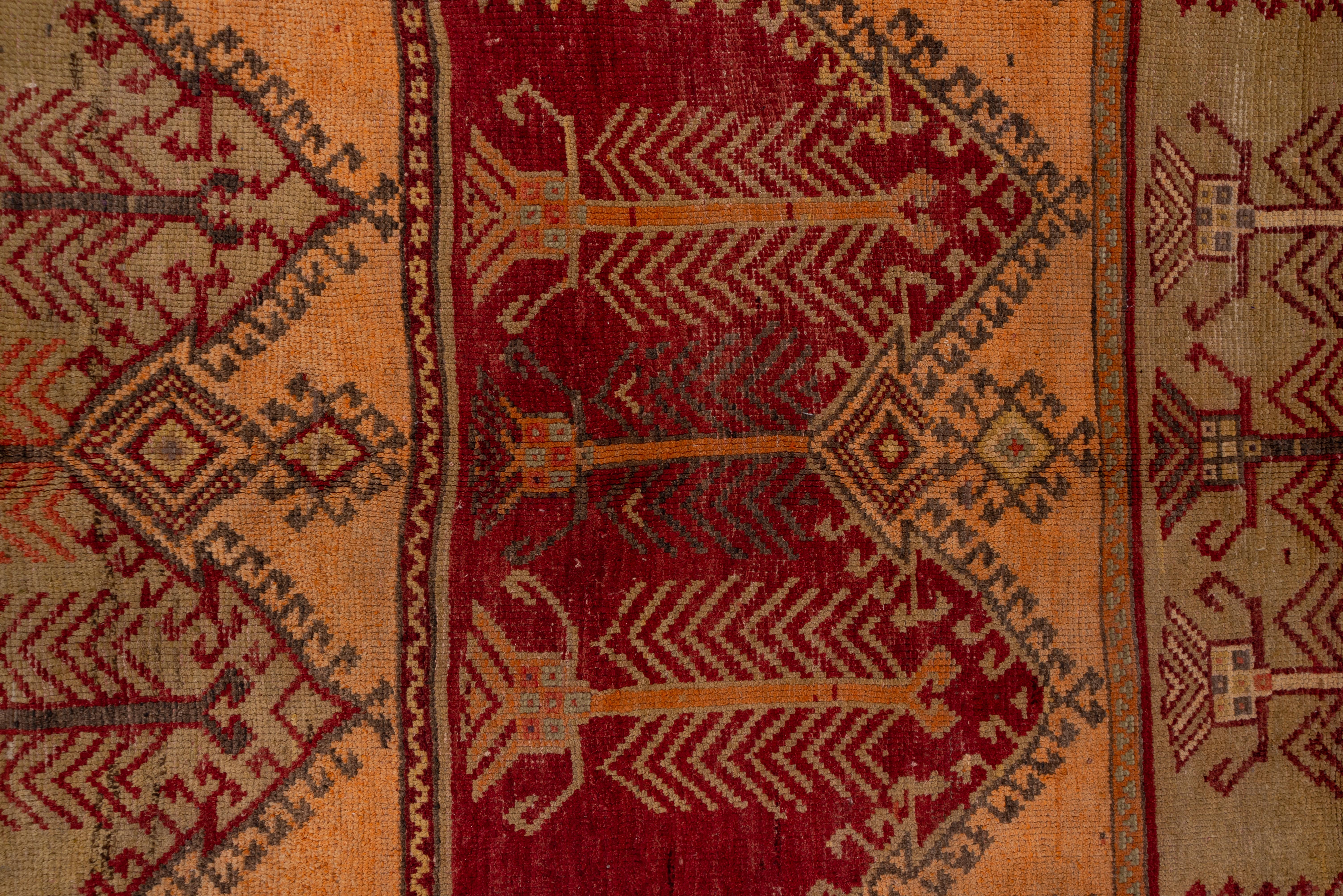 Wool Antique Rustic Turkish Anatolian Gallery Carpet, Warm Colors, circa 1930s
