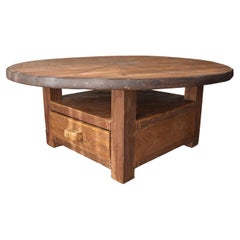 Antique Rustic Wagon Wheel Coffee Table