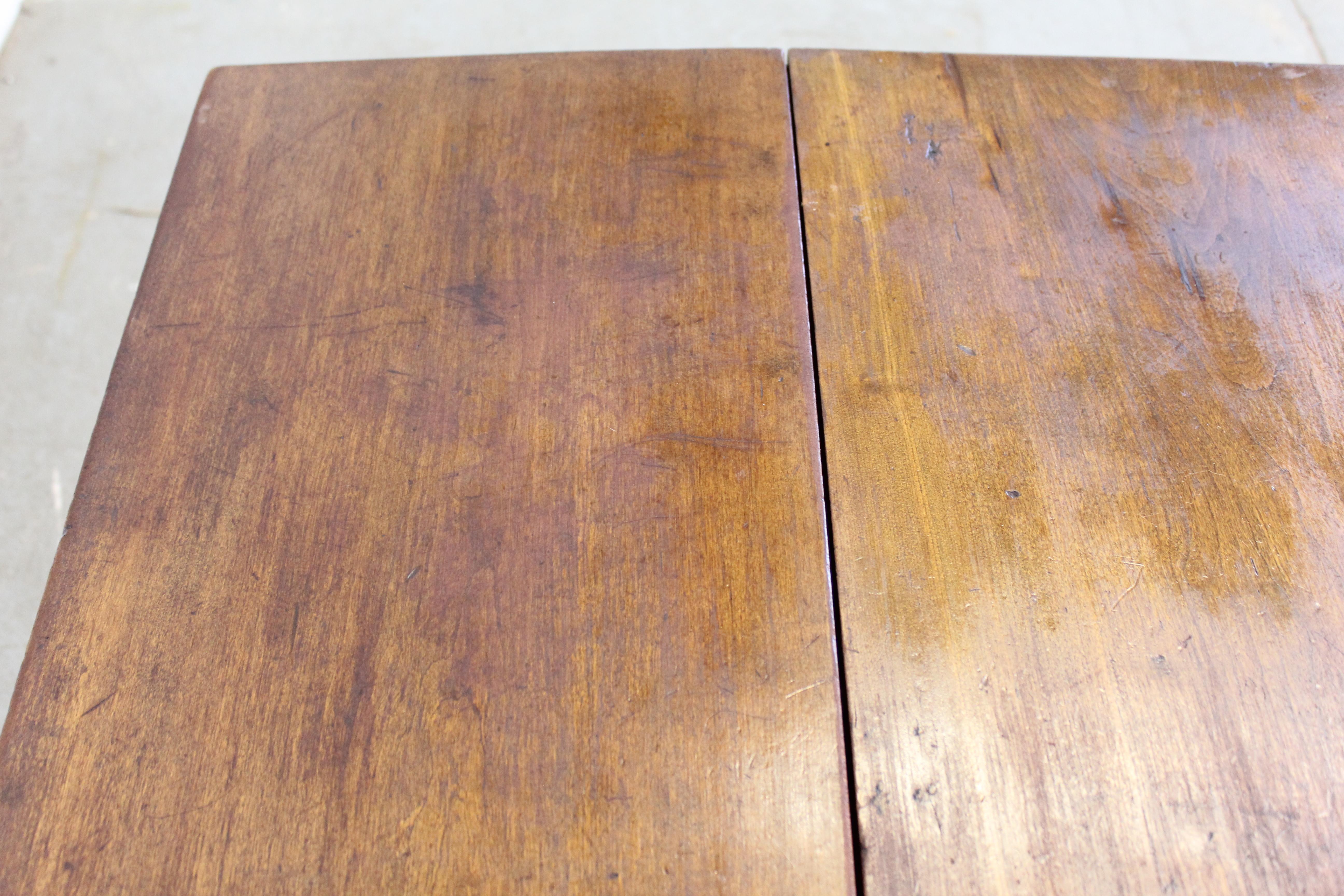 Antique Rustic Walnut Drop Leaf Table 4