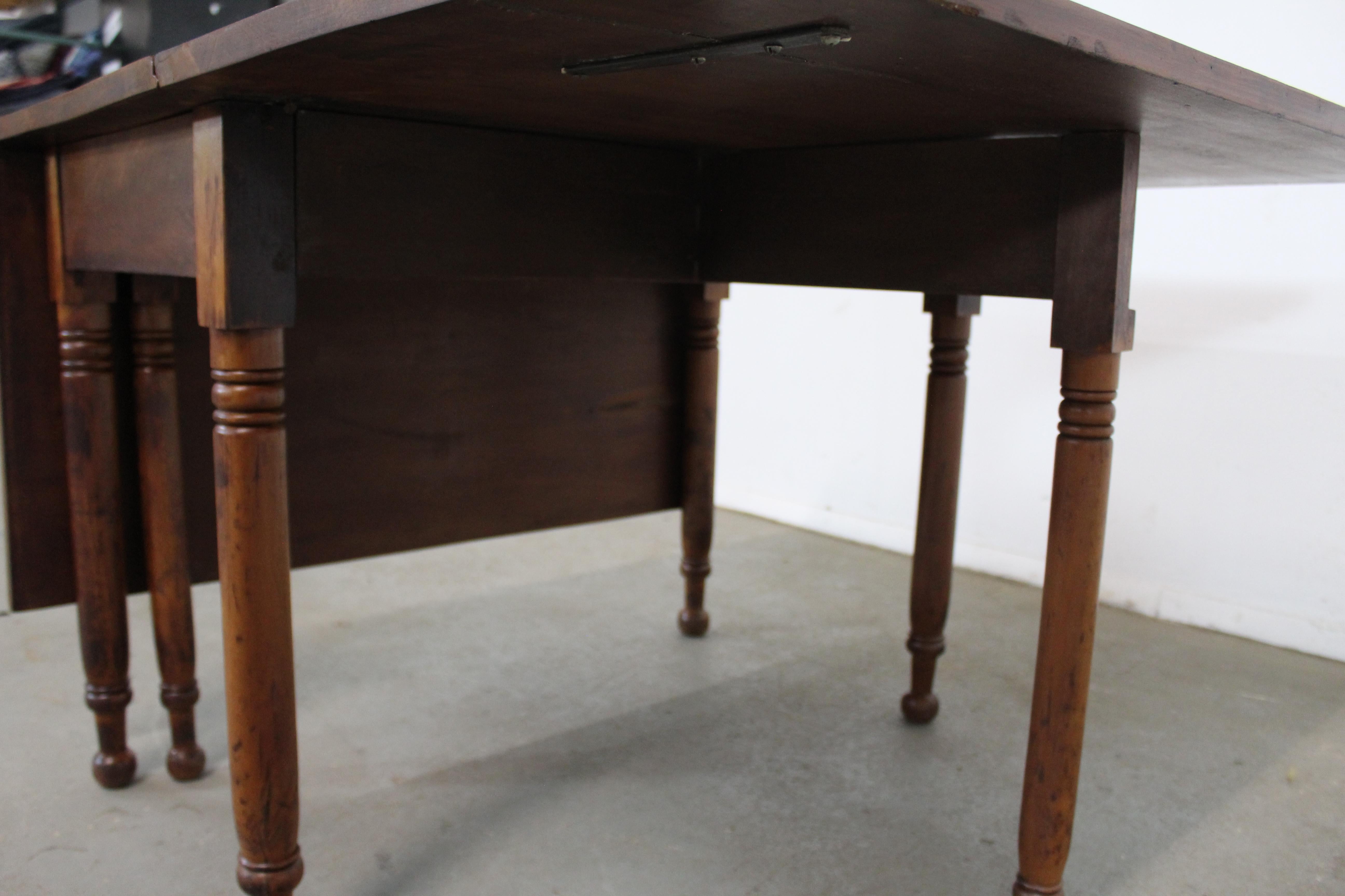 Antique Rustic Walnut Drop Leaf Table For Sale 1