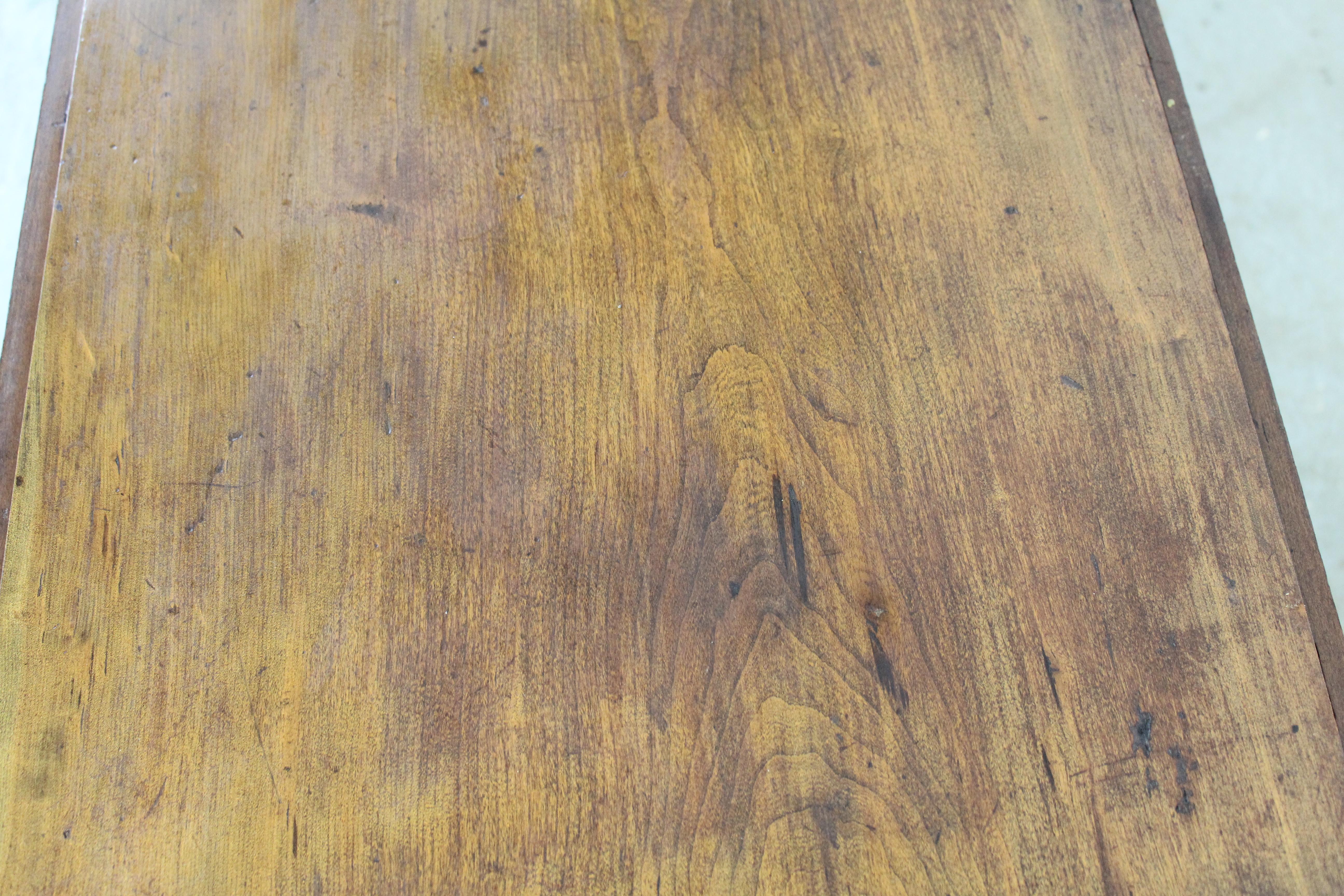 20th Century Antique Rustic Walnut Drop Leaf Table