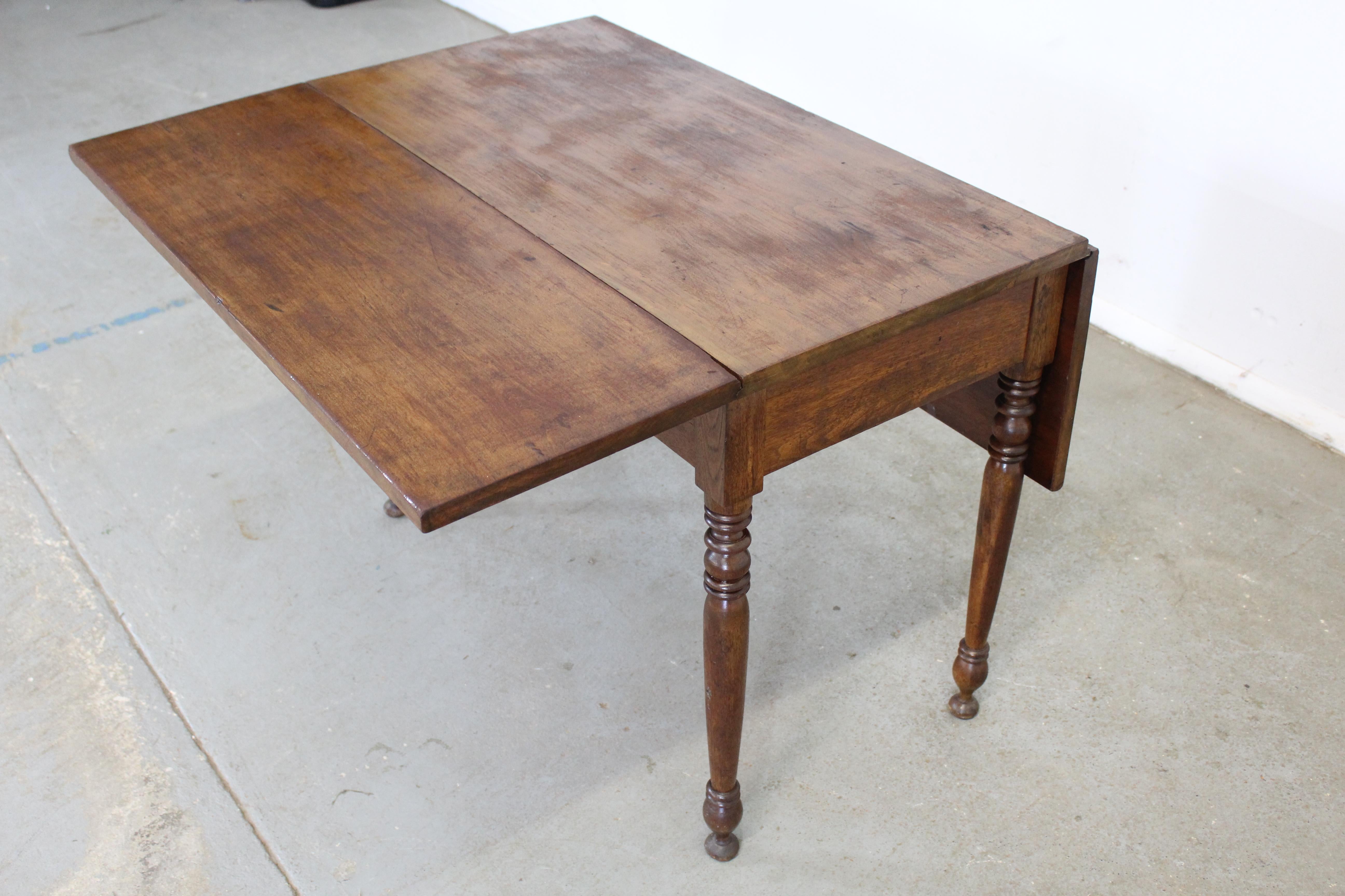 Antique Rustic Walnut Drop Leaf Table 1
