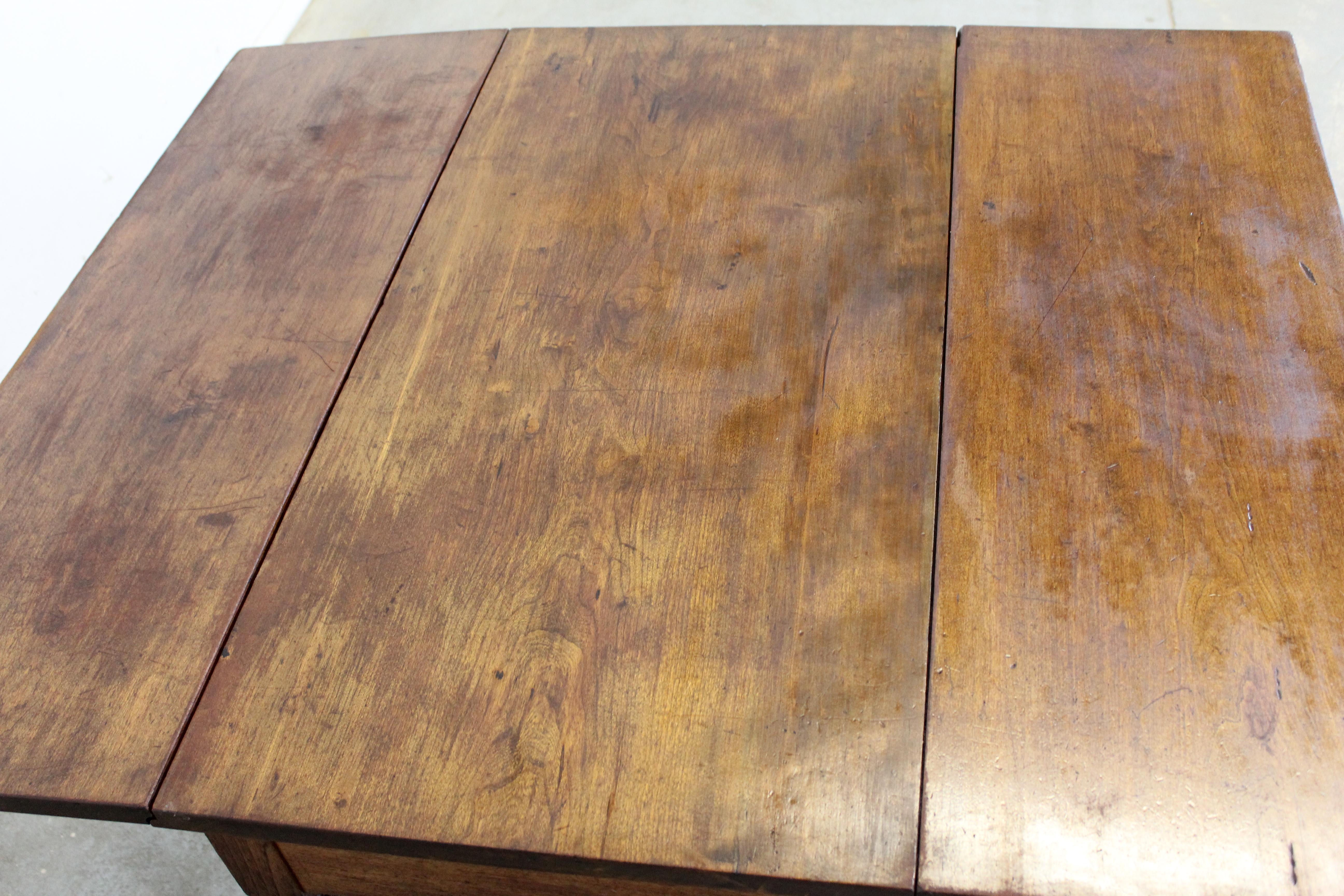 Antique Rustic Walnut Drop Leaf Table 3