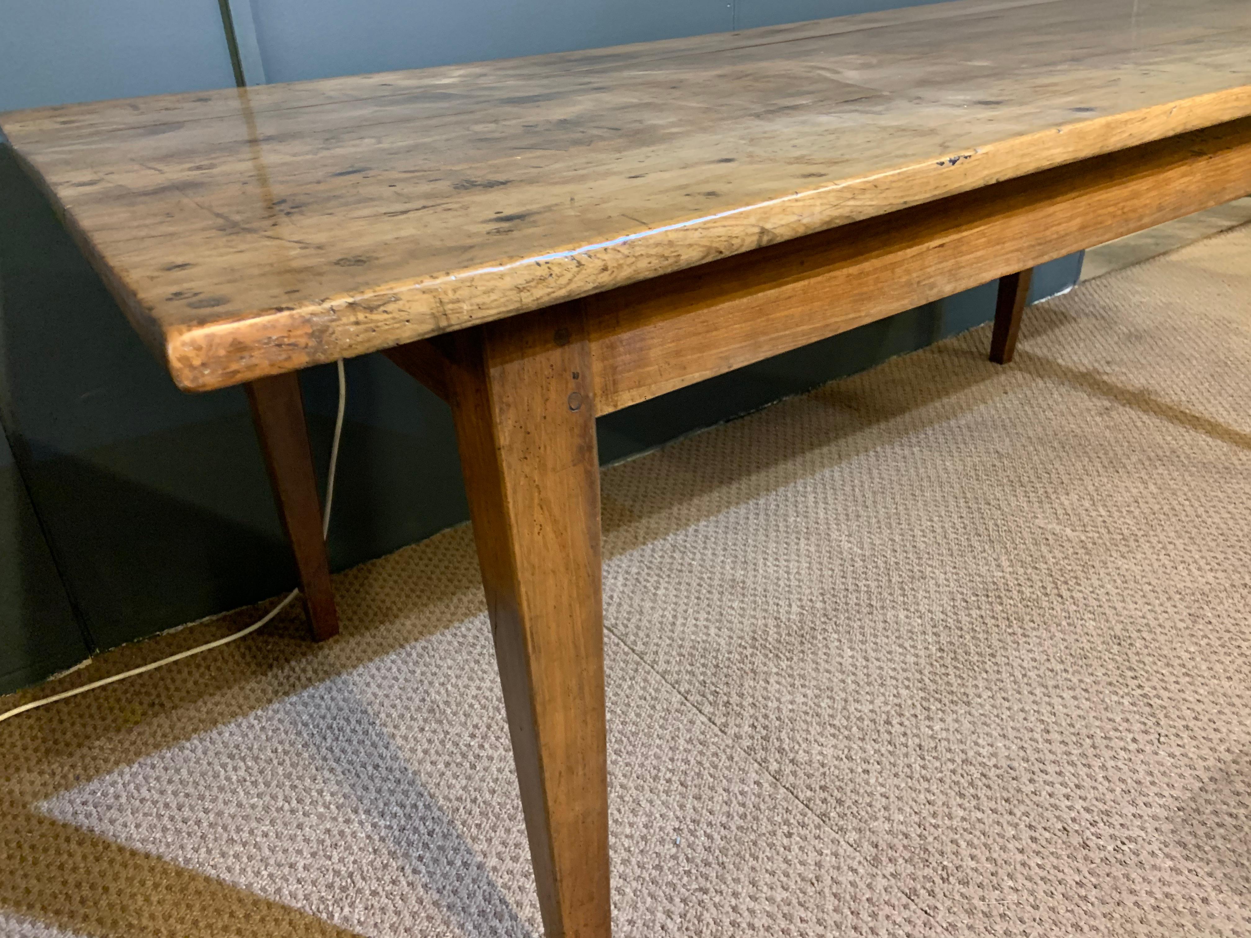 French Antique Rustic Wide Pale Cherry Farmhouse Table