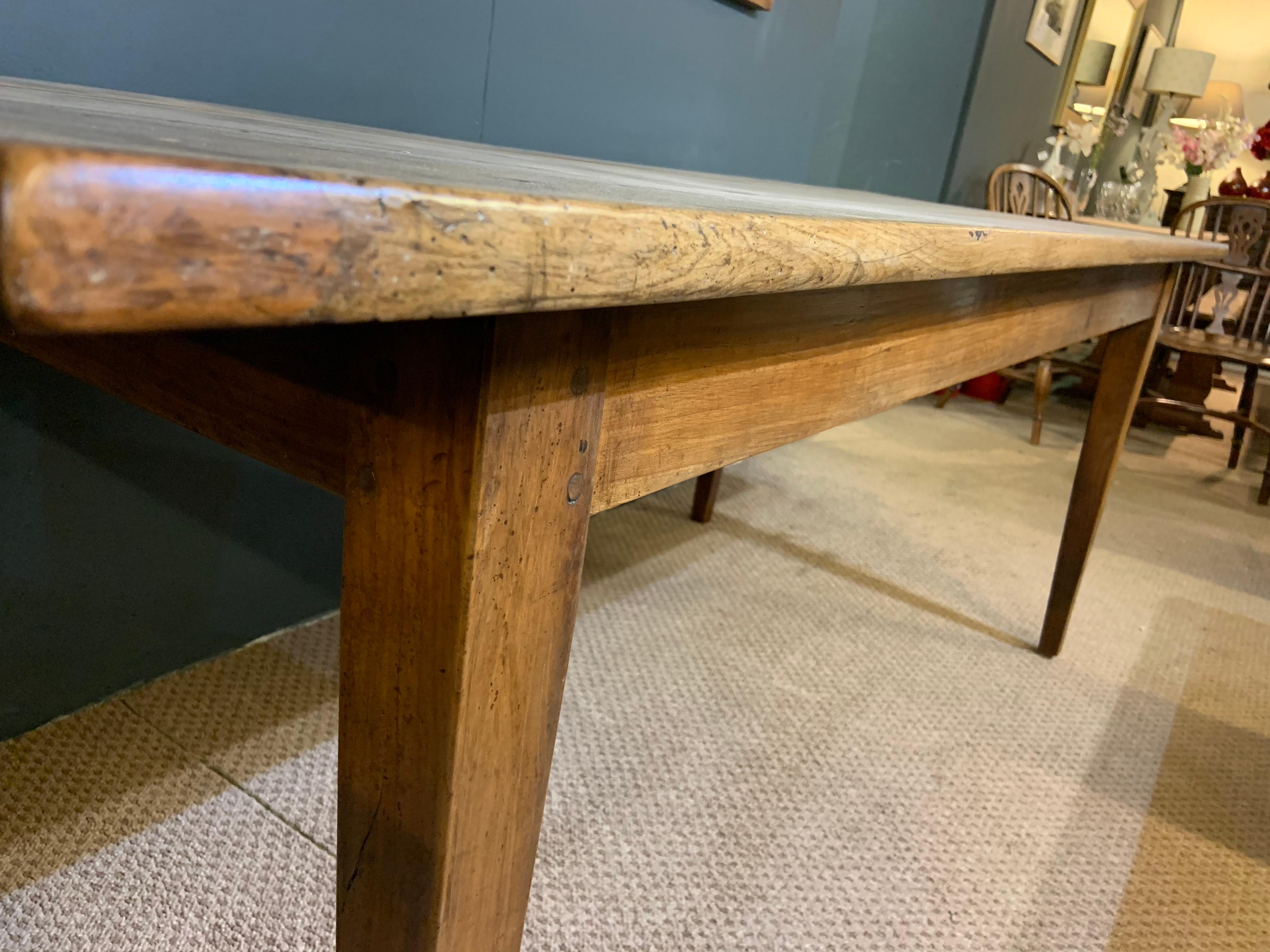 Antique Rustic Wide Pale Cherry Farmhouse Table In Good Condition In Billingshurst, GB