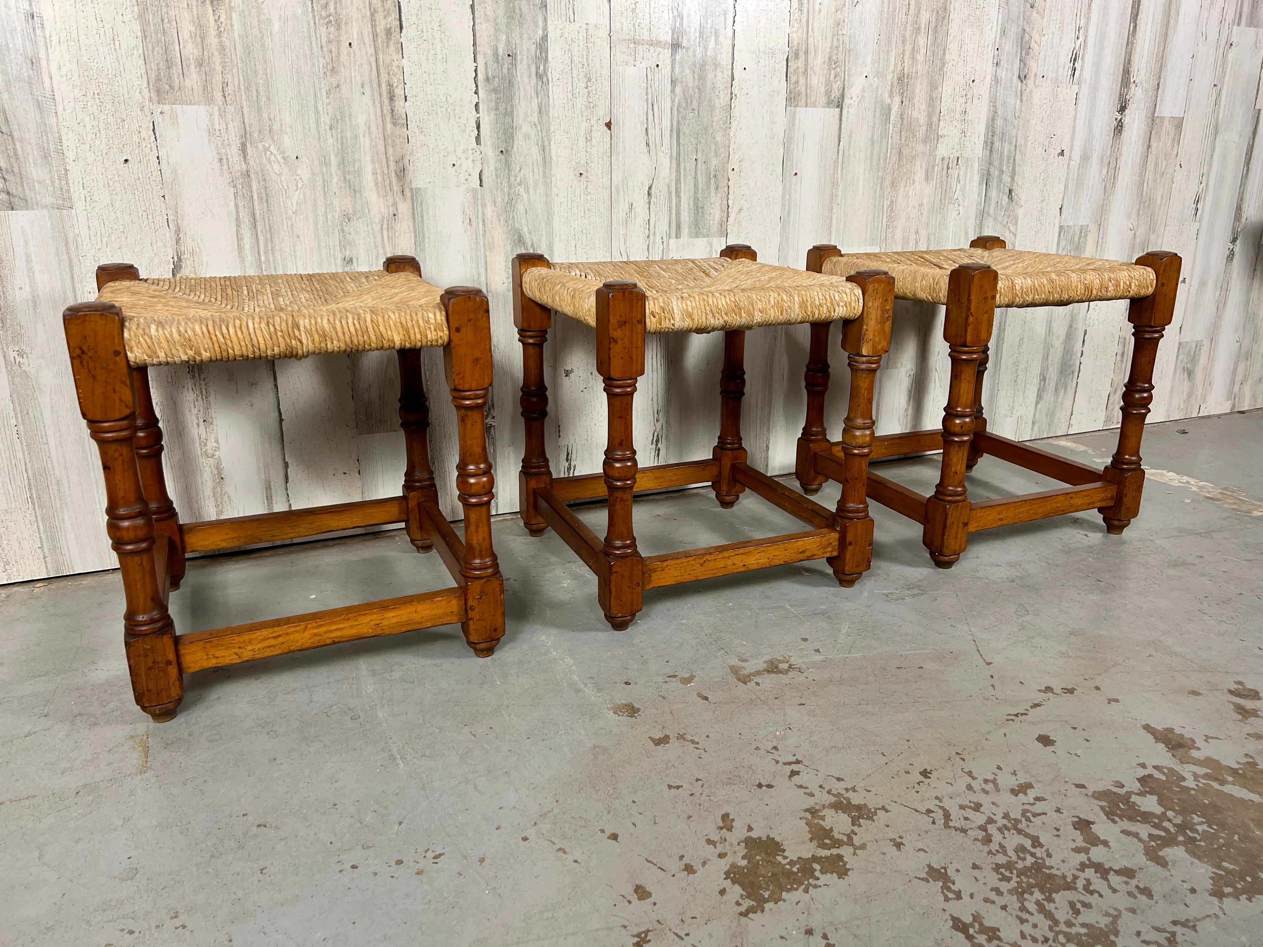 Country Antique Rustic Wild Cherrywood Stools For Sale