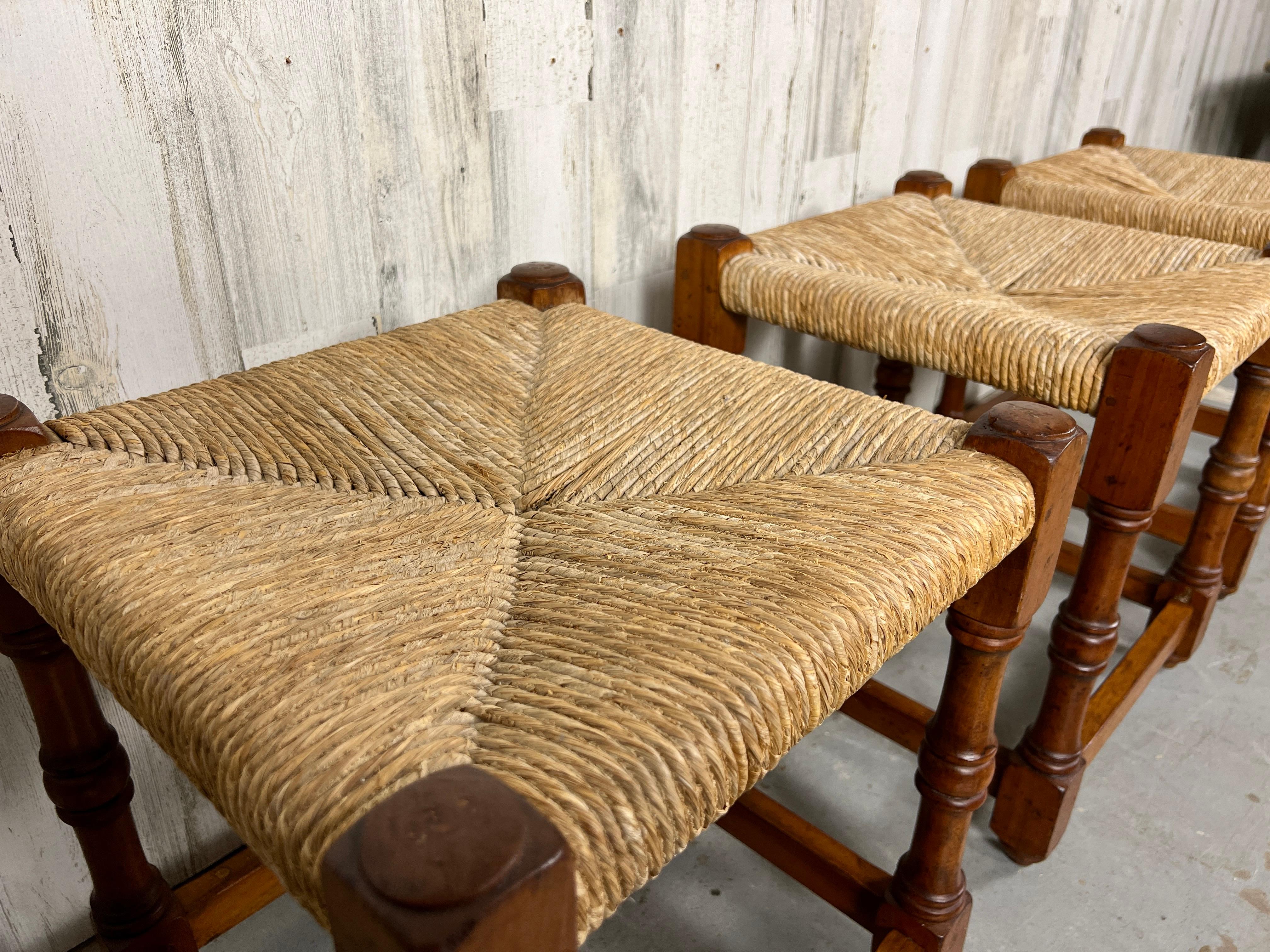 Antique Rustic Wild Cherrywood Stools In Good Condition For Sale In Denton, TX
