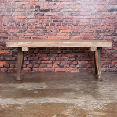 Antique Rustic Wood Console Table with Industrial Cast Iron Legs