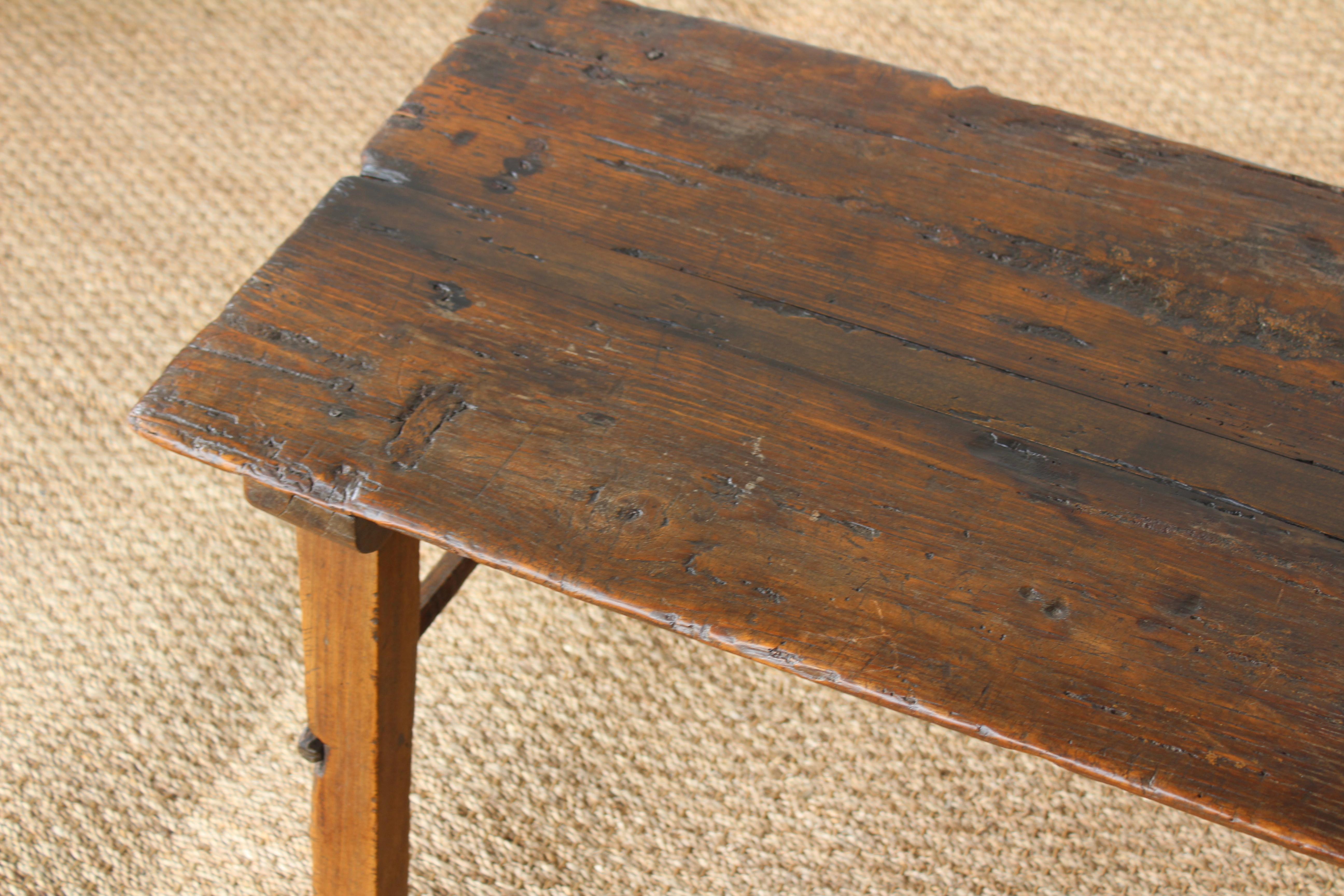 Antique Rustic Wood Table In Distressed Condition In Los Angeles, CA