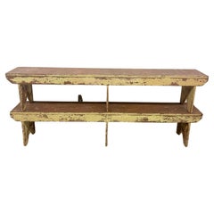 Bancos rústicos antiguos de madera para granjas. Set de 2
