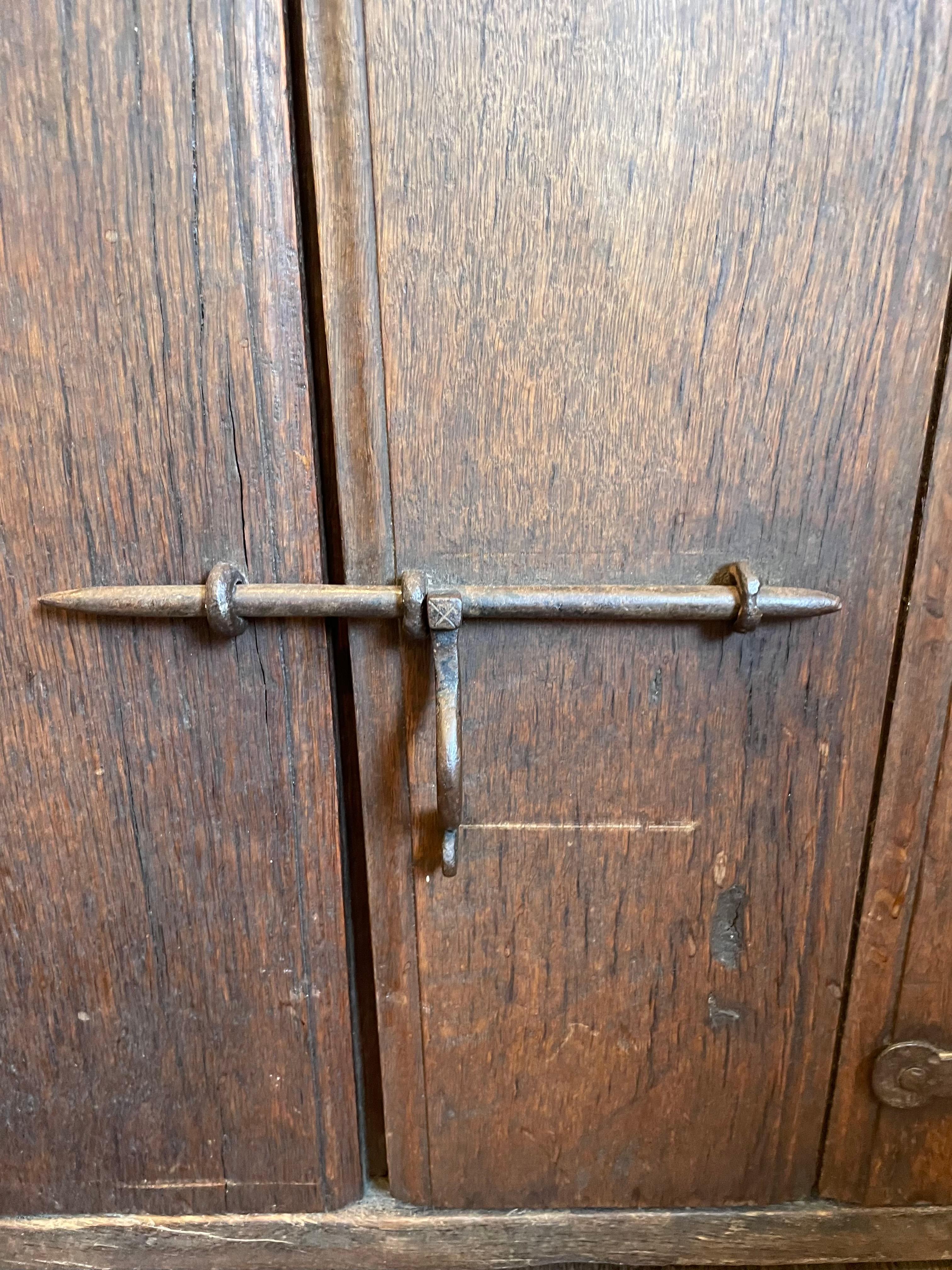 Antico mobile rustico in legno con ferramenta in ferro, fine XIX secolo in vendita 4
