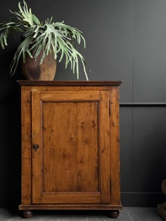 Antique Rustic Wooden One-Door Cabinet with Original Patina and Heart Latch