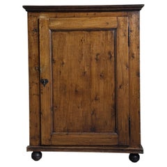 Antique Rustic Wooden One-Door Cabinet with Original Patina and Heart Latch