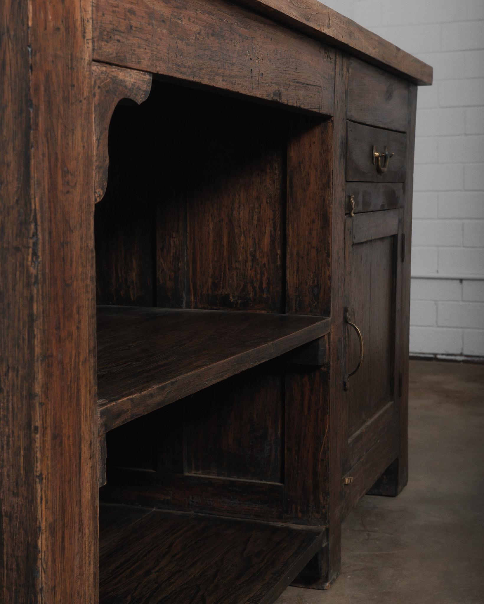 Hungarian Antique Rustic Wooden Workbench Console Table  19th Century Farmhouse Style For Sale