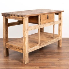 Antique Rustic Work Table Small Kitchen Island With Drawer and Shelf
