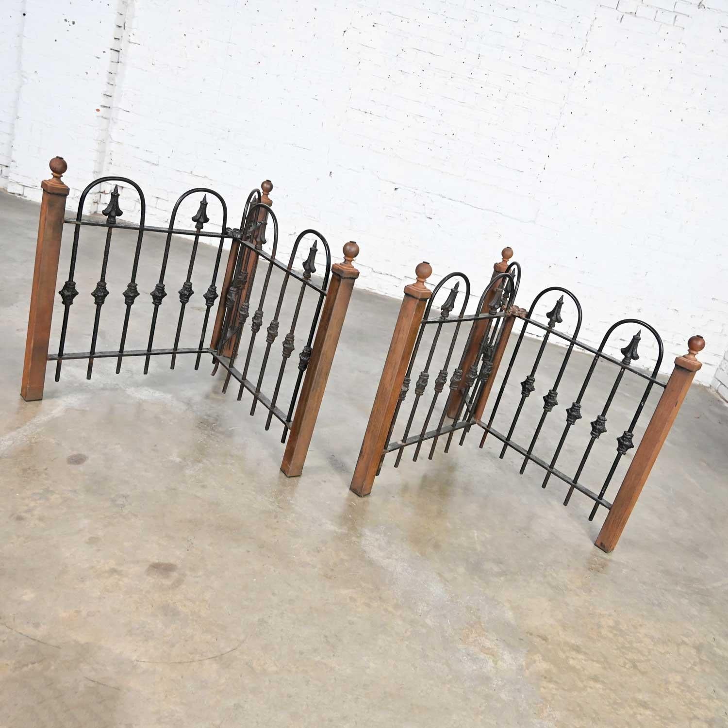 Antique Rustic Wrought Iron Fence Base Custom Dining Table & Beveled Glass Top For Sale 2