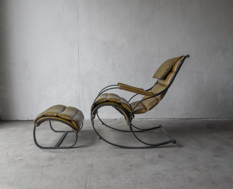 Antique RW Winfield Rocking Chair with Ottoman For Sale at 1stDibs