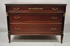 Antique Rway French Empire Neoclassical Style Mahogany 3 Drawer Dresser Chest