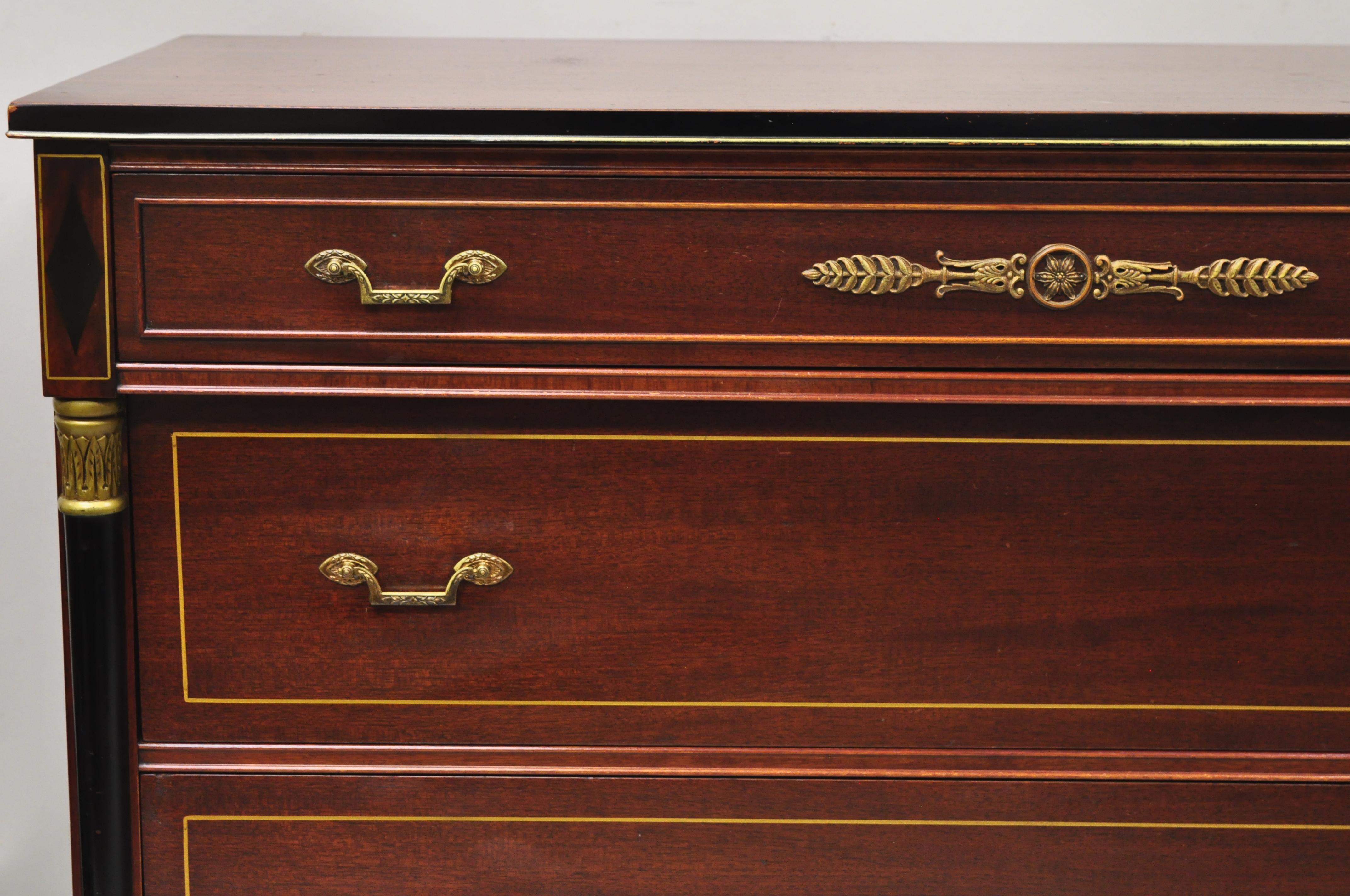 North American Antique Rway French Empire Neoclassical Style Mahogany 3 Drawer Dresser Chest