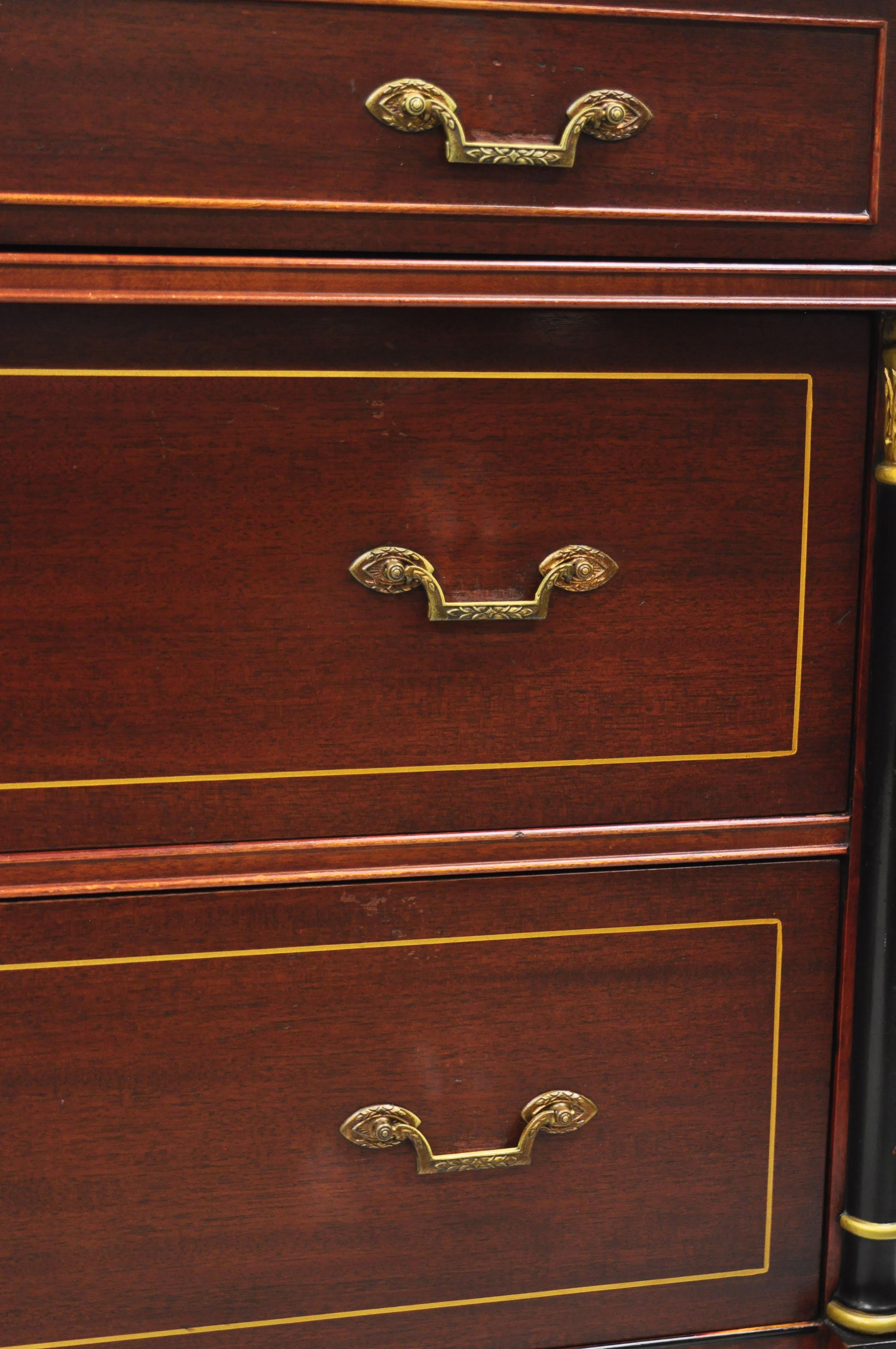 Antique Rway French Empire Neoclassical Style Mahogany 3 Drawer Dresser Chest In Good Condition In Philadelphia, PA
